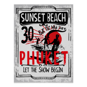 Sunset Beach Phuket Surfen Perfect Poster