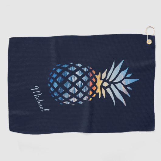 Sunset Beach Pineapple Custom Golfhanddoek (Horizontaal)