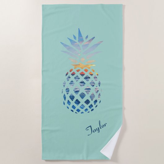 Sunset Beach Pineapple Custom Strandlaken (Voorkant)