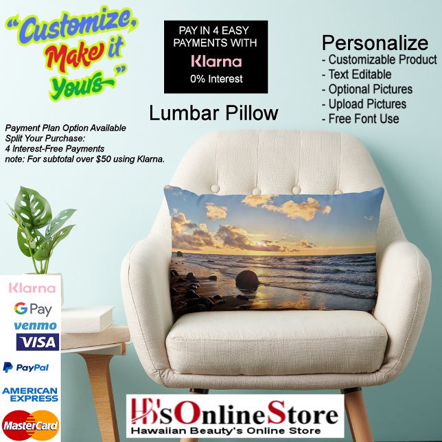Sunset Beach Polyester Lumbar Coussin 27 (Sunset Beach Polyester Lumbar Pillow 27.)