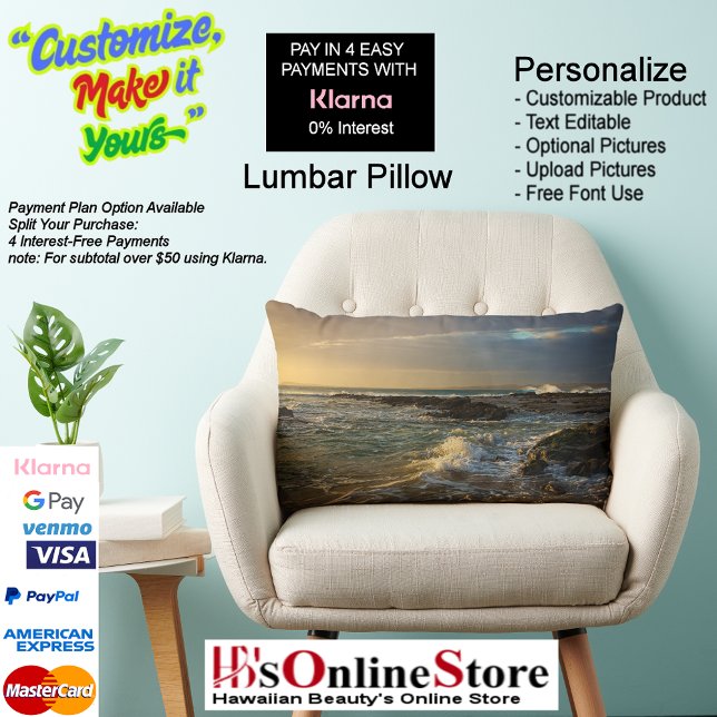 Sunset Beach Polyester Lumbar Kussen 22 (Sunset Beach Polyester Lumbar Pillow 22.)