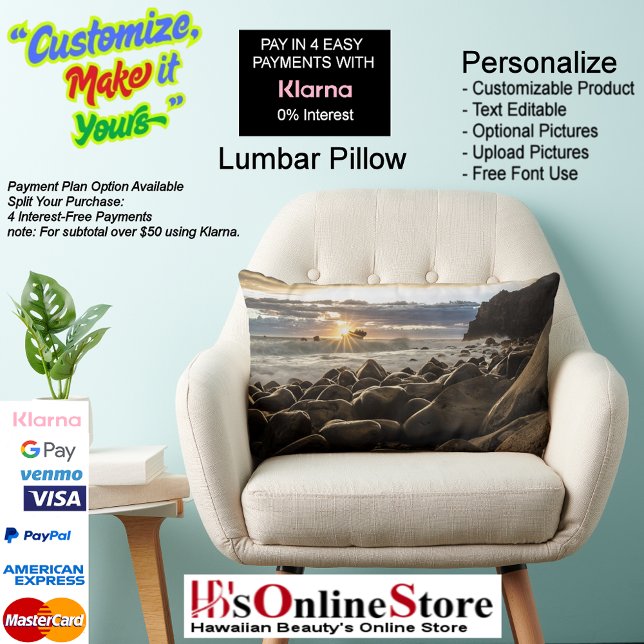 Sunset Beach Polyester Lumbar Kussen 35 (Sunset Beach Polyester Lumbar Pillow 35.)