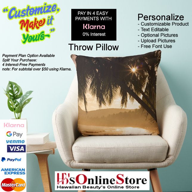 Sunset Beach Polyester Sierkussen 11 (Sunset Beach Square Polyester Large Pillow 11.)