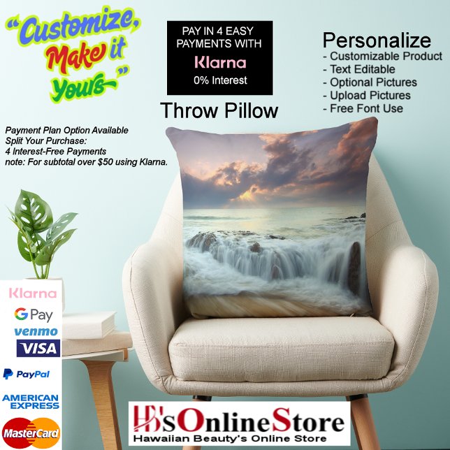 Sunset Beach Polyester Sierkussen 40 (Sunset Beach Square Polyester Large Pillow 40.)