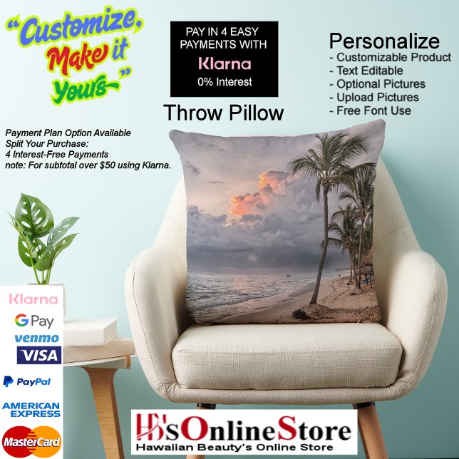 Sunset Beach Polyester Sierkussen 9 (Sunset Beach Square Polyester Large Pillow 9.)