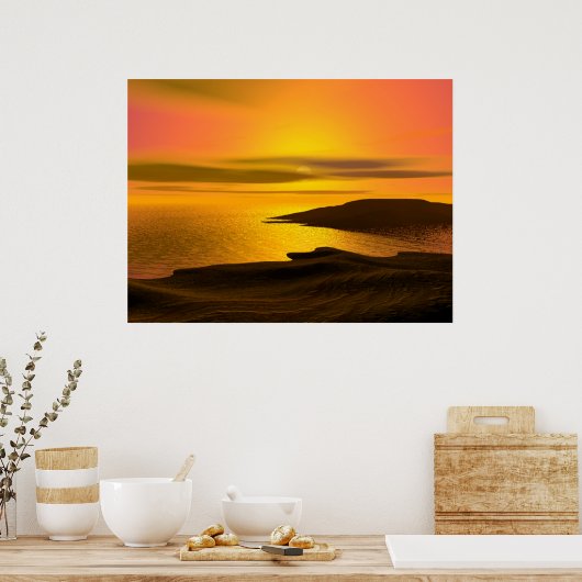 Sunset Beach Poster (Keuken)