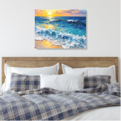 Sunset Beach Premium Wrapped Canvas Muurkunst Afdruk (Insitu (Slaapkamer))