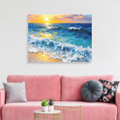Sunset Beach Premium Wrapped Canvas Muurkunst Afdruk (Insitu (Woonkamer))