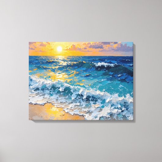 Sunset Beach Premium Wrapped Canvas Muurkunst Afdruk (Voorkant)