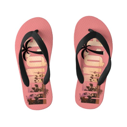 Sunset Beach Remote Word Art Kinder Teenslippers (Voetbed)