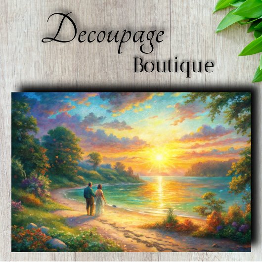 Sunset Beach Romance Decoupage Tissuepapier
