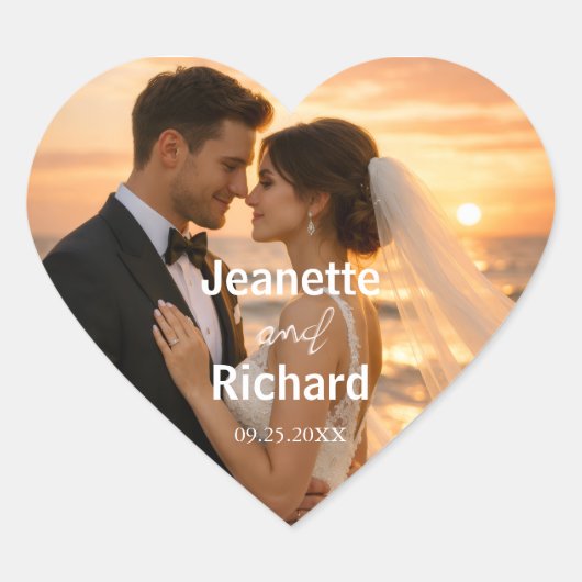 Sunset Beach Romantic Wedding Vows  Hart Sticker (Voorkant)