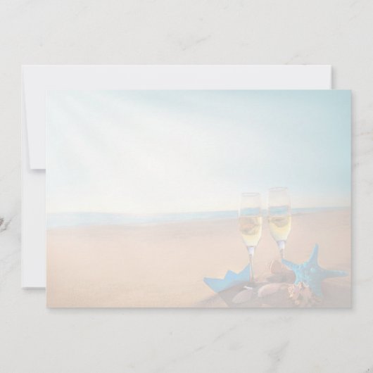 Sunset Beach Romantique Turquoise Faire-part de ma (Dos)