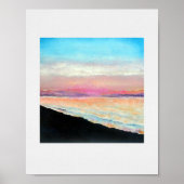 Sunset Beach roze Blue Art Print (Voorkant)
