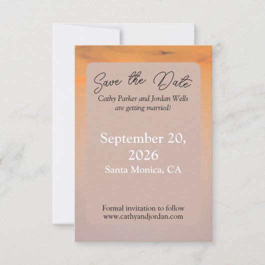 Sunset Beach Save the Date Card | Coastal Wedding (Voorkant)