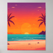 Sunset Beach Scene Poster (Voorkant)