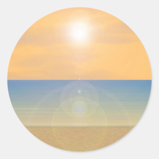 Sunset Beach Scene: Ronde Sticker (Voorkant)