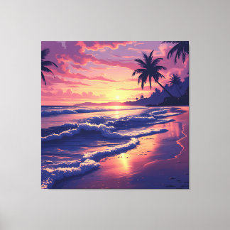 Sunset Beach Serenity Canvas Afdruk