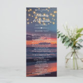 Sunset Beach String Light Summer Wedding Programme (Debout devant)