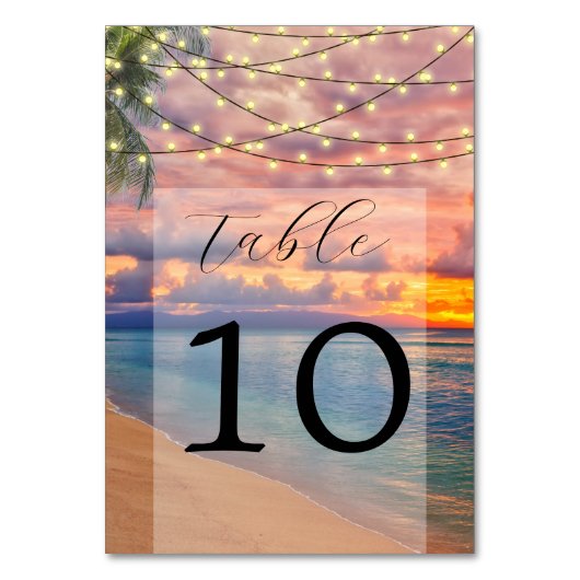 Sunset Beach String Lights Mariage Numéro de table (Par défaut)