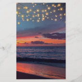 Sunset Beach String Lights Menu Mariage d'été (Dos)