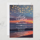 Sunset Beach String Lights Summer Baby shower Kaart (Voorkant)