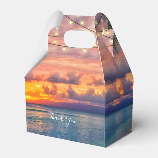 Sunset Beach String Lights Wedding Bedankdoosjes (Achterkant)