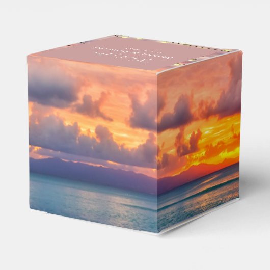 Sunset Beach String Lights Wedding Bedankdoosjes (Achterkant)