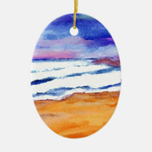 Sunset Beach Surf Ocean Waves Decor Gifts Art Keramisch Ornament