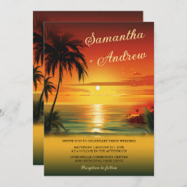 Sunset Beach thema bruiloft uitnodigingen