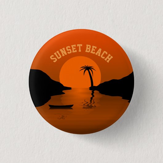Sunset Beach Tropical Art Ronde Button 3,2 Cm (Voorkant)