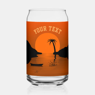 Sunset Beach Tropical Orange Texte personnalisé