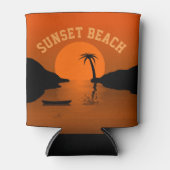 Sunset Beach Tropical Oranje Art Blikjeskoeler (Voorkant)