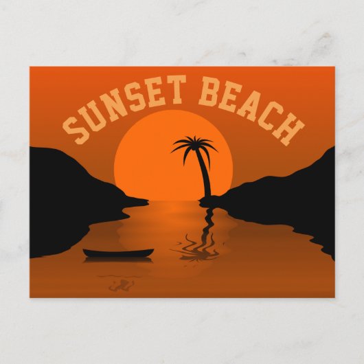 Sunset Beach Tropical Oranje Art Briefkaart (Voorkant)