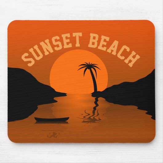 Sunset Beach Tropical Oranje Art Muismat (Voorkant)
