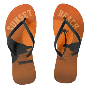 Sunset Beach Tropical Oranje Sunset Art Teenslippers