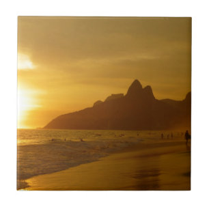Sunset Beach Tropische Oceaan Water Peace Love San Tegeltje