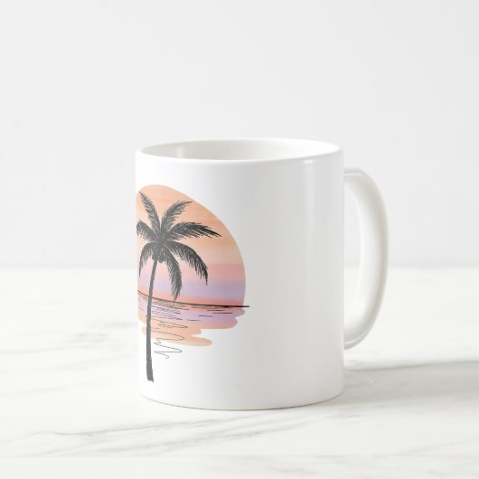 Sunset Beach Vibes – Minimalist Hand-Drawn Mug (Devant droit)