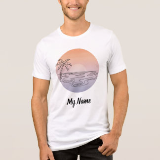 Sunset Beach Vibes – Minimalist Hand-Drawn T-Shirt