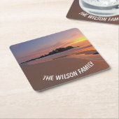 Sunset Beach Vierkante Kartonnen Onderzetter (Schuin)