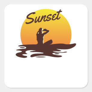 Sunset Beach Vierkante Sticker