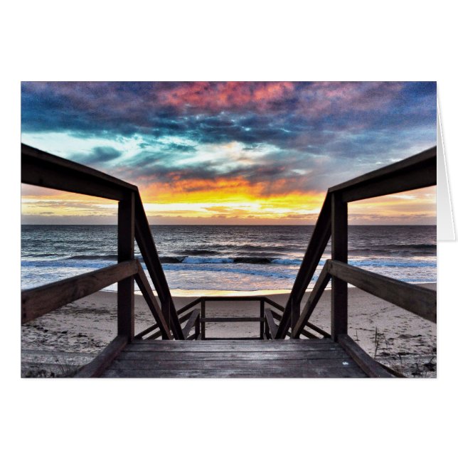 Sunset Beach Vue de Rustic Wood Deck (Devant horizontal)