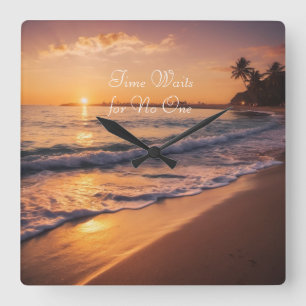 Sunset Beach Walk-klok Vierkante Klok