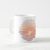 Sunset Beach Waves – Minimalist Hand-Drawn Mug (Devant gauche)
