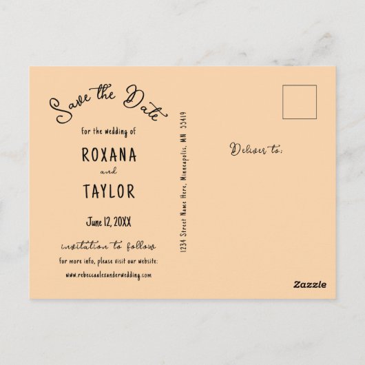 Sunset Beach Weddenschap Photo Save the Date Briefkaart (Achterkant)