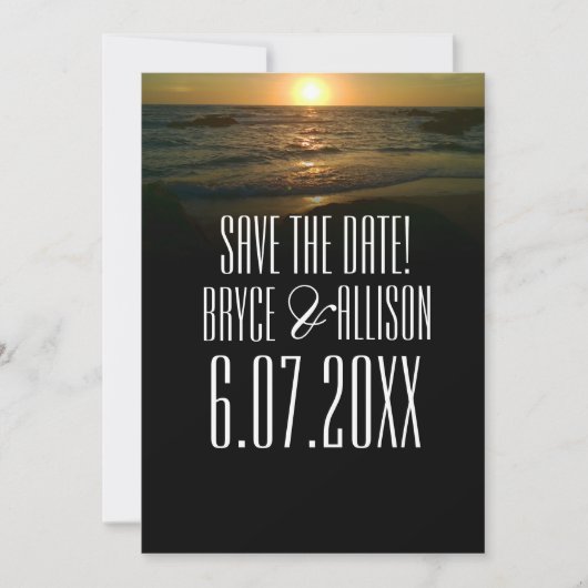 Sunset Beach Weddenschap Save the Date (Voorkant)