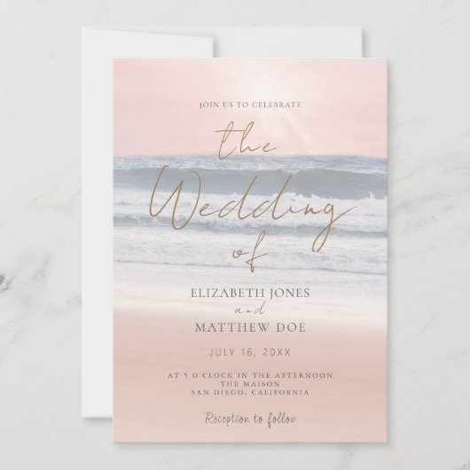 Sunset Beach Wedding Beachfront Wedding Invitation (Devant)