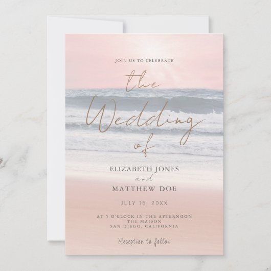 Sunset Beach Wedding Beachfront Wedding Invitation (Devant)