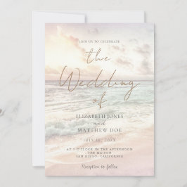 Sunset Beach Wedding Beachfront Wedding Invitation Kaart