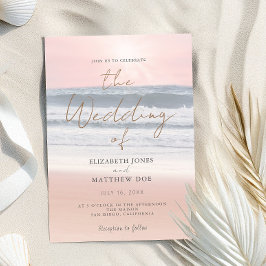 Sunset Beach Wedding Beachfront Wedding Invitation Kaart